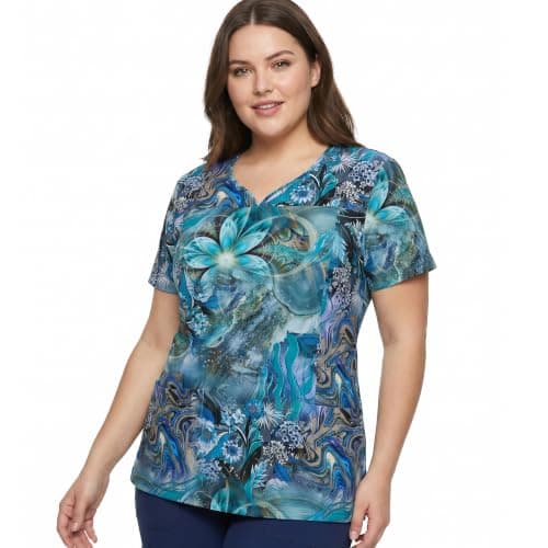 Stretch V-Neck Nursing Scrubs Top Moisture-Wicking & Odor-Control Durable Medical Uniform for Hospitals & Clinics, 153#, Small