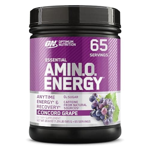 Optimum Nutrition, Amino Energy - Pre Workout with Green Tea, Bcaa, Amino Acids, Keto Friendly, Green Coffee Extract, Energy Powder - Concord Grape, 65 Servings