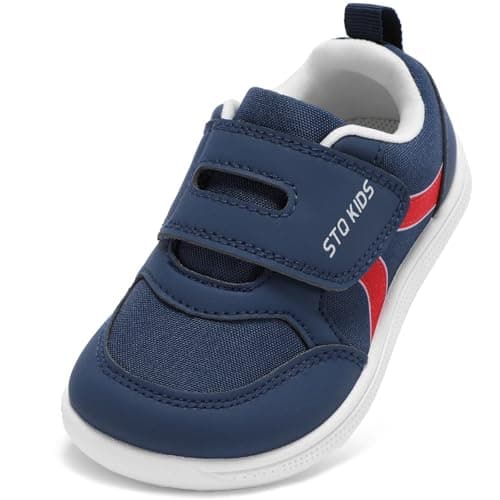 Toddler Boys Barefoot Wide Toe Box Sneakers Casual Tennis Walking Shoes Kids Running Preschool Athletic Team Sports Breathable Flexible Navy Toddler Size 7