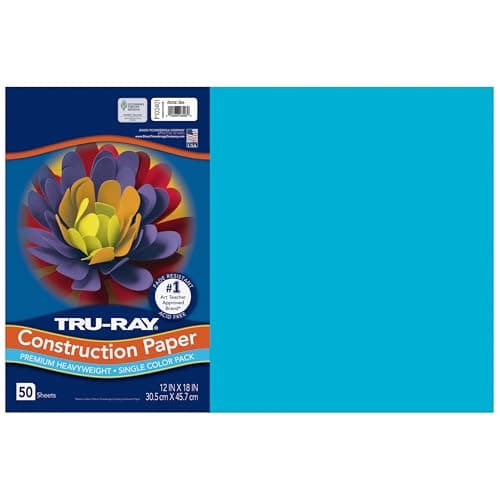 Tru-Ray® Construction Paper, 12" x 18", 50% Recycled, Atomic Blue, Pack Of 50
