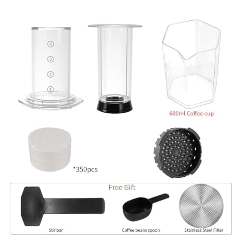 UMHZRWPCRJ Espresso Coffee Maker Portable Press Barista Tool Coffee Pot Press Coffee Machine With Filters(Clear Aeropres C)