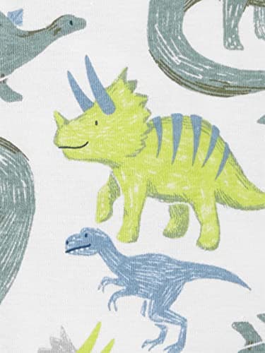 Simple Joys by Carter's Baby Boys' Snug-Fit Footless Cotton Pajamas, Pack of 3, Blue Stripe/Green Trucks/White Dinosaur, 12 Months