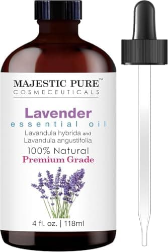 Majestic Pure Lavender Essential Oil - Huge 118 ml - 100% Pure and Natural Oil for Soap Making Scent- Premium Grade with Glass Dropper