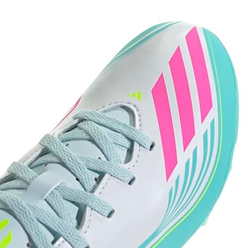 adidas Unisex-Kids F50 Messi Club Firm Ground/Multi Ground J, White/Lucid Pink/Flash Aqua, 13