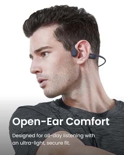 Shokz OpenRun (AfterShokz Aeropex) - Open-Ear Bluetooth Bone Conduction Sport Headphones - Sweat Resistant Wireless Earphones for Workouts and Running - Built-in Mic, with Headband (Black)