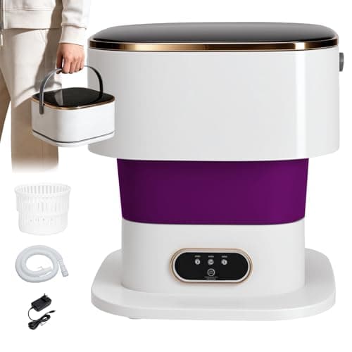 Portable Washing Machine Mini Washer for Apartments - Compact, Foldable Countertop Clothes Washer & Dryer Combo, Small Lavadora Portatil, Handheld Laundry Machine (Purple)