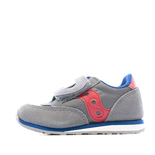 Saucony Unisex-child Baby Jazz Hook & Loop , GREY/RED, 5 M
