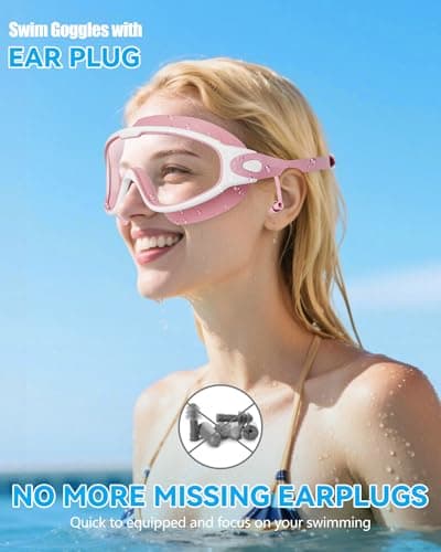 Aegend New Adult Wide View Swim Goggles, Anti-Fog/UV No Leak Swimming Goggles with Ear Plugs for Men & Women
