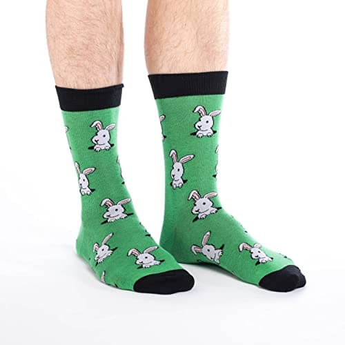 Good Luck Sock Men's Bunny Rabbit Easter Socks, Adult, Shoe Size 7-12
