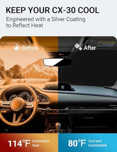 Proadsy Front Windshield Sun Shade Foldable Sunshade Protector Sun Visor Custom Fit 2020-2025 CX-30 CX30 SUV Accessories 2025 Upgrade