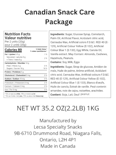 Canadian Snack Care Package - Variety Pack of Treats for Kids and Adults - Snack Box with Cookies, Toffee, Sour Candy, Wine gums, Crackers, and Many More, – Gift Basket of Delicious Sweets by Lecsa Specialty Snacks (Products may vary due to availability - 25 Count)