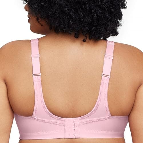 Glamorise Women's Full Figure No Bounce Plus Size Camisole Wirefree Back Close Sports Bra #1066, Parfait Pink, 36F