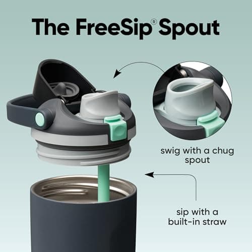 Owala FreeSip Sway Insulated Stainless Steel Water Bottle with Two-Way Spout, Built-In Straw and Bucket Handle, Made for Travel, School, and Sports, 40oz, BPA Free, Leak Proof, Foggy Tide