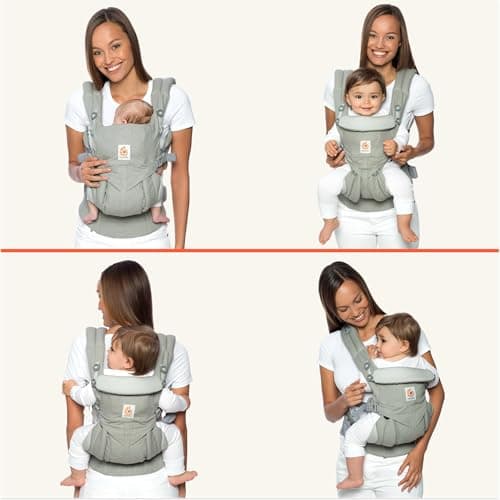 Ergobaby Omni Classic Baby Carrier for Newborn to Toddlers 0-48 Months (7-45 lbs) - 4-Position 100% Premium Cotton Baby Carrier with Ergonomic Support - Pearl Grey