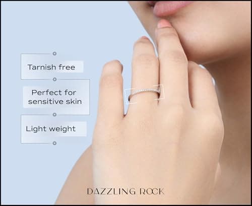 Dazzlingrock Collection 0.08 Cttw Womens Diamond Wedding Band - Real Round Natural White Diamond Minimalist Thin Stackable Ring for Her in 10K Solid White Gold, Size 5