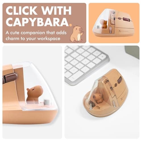 X9 Performance Wireless Vertical Ergonomic Mouse - Click with Capybara - (BT + 2.4G) Up to 4000 DPI, 6 Button, Rechargeable - Bluetooth Ergonomic Vertical Mouse Wireless - for Mac and PC - Brown