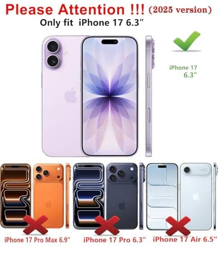 Qinmay Compatible with iPhone 17 Case Wallet,Built-in Card Holder, Heavy Duty Protective Dual Layer Shockproof Hidden Card Slot Slim Wallet Phone Cover for iPhone 17 ,Black