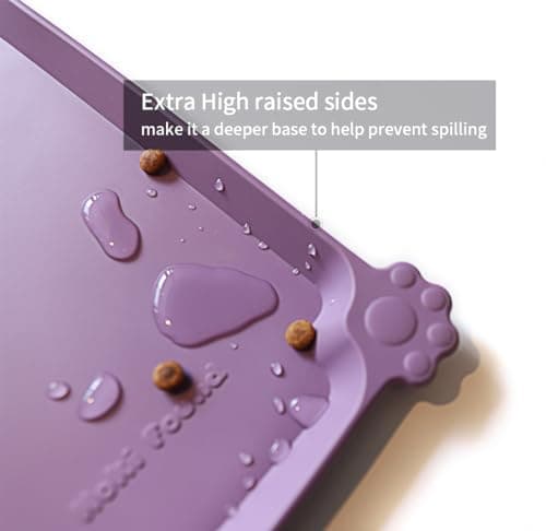 Hoki Found Silicone Pet Food Mats Tray - High-Lips Pet Dog Cat Bowl Mats - Pet Feeding Mat - Waterproof Dog Cat Food Mats -Pet Water Mats for Floors - Amethyst