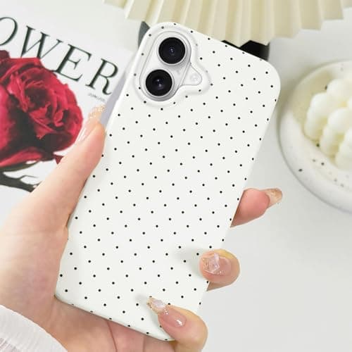 Hython for iPhone 17 Case Cute Polka Dot Aesthetic Design Simple Cover 6.3", Thin Slim Anti-Scratch Soft TPU Bumper Shockproof Rubber Protective Phone Cases for Women Girls Girly Boys, White
