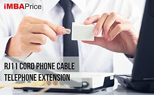 iMBAPrice® 50 Feet Long Telephone Extension Cord Phone Cable Line Wire - White