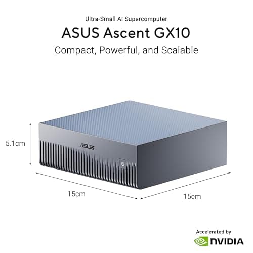 ASUS Ascent GX10 AI Supercomputer, DGX Spark, NVIDIA GB10 Superchip, 128GB LPDDR5x, 1TB PCIe Gen4 NVMe SSD, Wi-Fi 7 & BT5.4, Agentic AI Ready, Supports OpenClaw, NemoClaw, Stackable Chassis