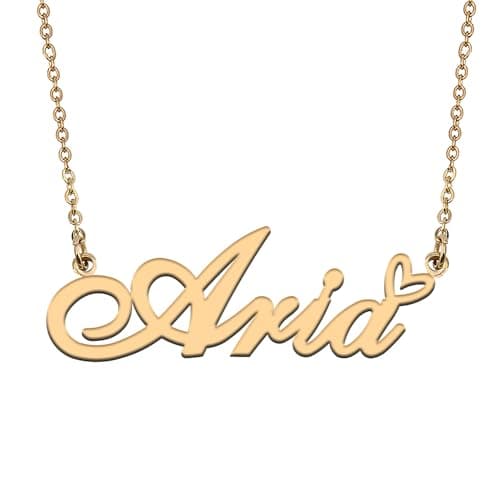 HUAN XUN Aria Name Necklace Personalized for Women Stainless Steel Pendant Jewelry Gift for Mother Day Birthday Christmas