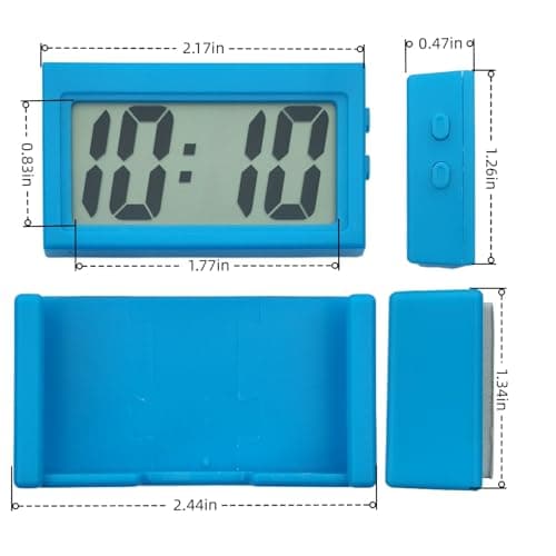 Small Digital Clock,Portable Travel Clock,Classroom Bedroom Bathroom Glass Car Motorcycle Dashboard Mini Clock Battery Operated Self Adhesive (1, Blue)