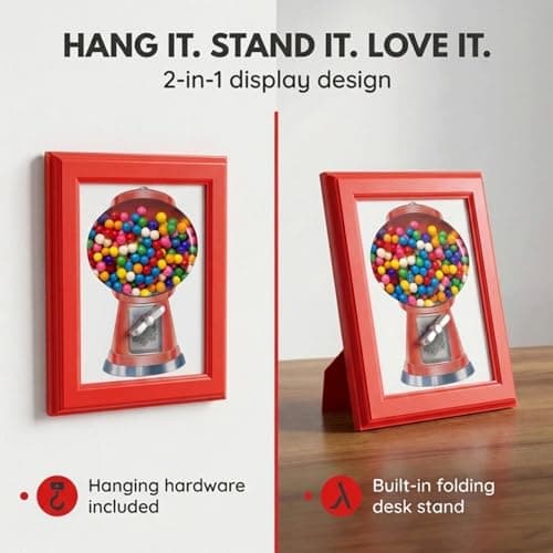 Eye Candy Frame - The Original Candy Dispenser and Gumball Machine in a Picure Frame. All Kinds of Treats. Hang on a Wall, Stand on a Table, Birthday & Holiday Gift for All Ages, Large 15" x 12" (Red)