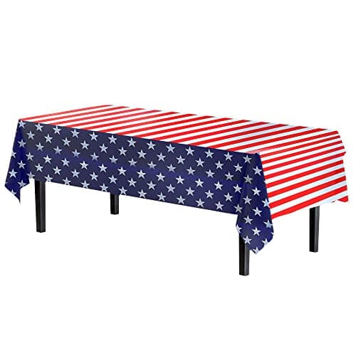 Exquisite 4th of July Plastic Table Cloth Disposable 12 Pack, 54 x 108