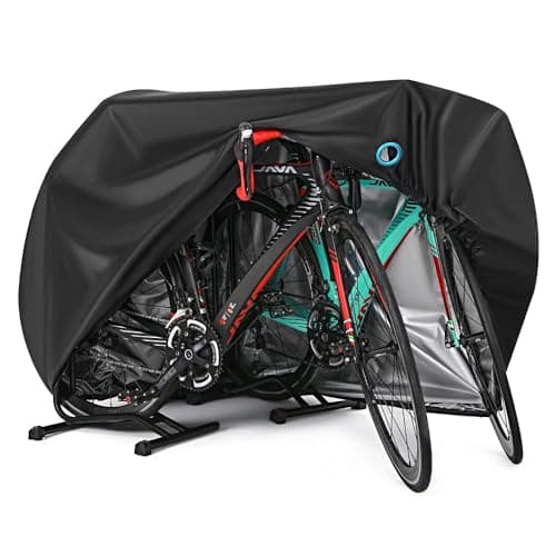 Bike Cover for 2 or 3 Bikes Outdoor Waterproof Bicycle Covers Rain Sun UV Dust Wind Proof with Lock Hole for Mountain Road Electric Bike Heavy Duty Bikes Black