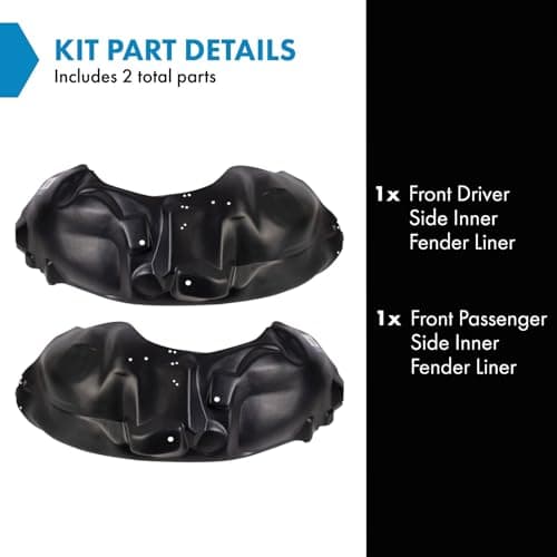 TRQ Front Inner Fender Liner Set Compatible with 2009-2014 Ford F-150 FO1248138 FO1249138