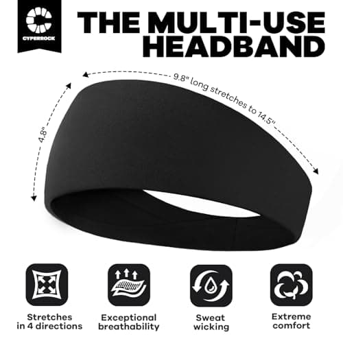 CYPERROCK Sweat Band, 5 Pack Headband Moisture Wicking for Running Sports