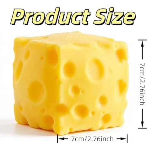 Yellow Cheese Squishy Toy Slow Rising Soft Squeeze Fidget Toy Stress Relief Sensory Desk Toy for Kids Adults Cute Party Gift