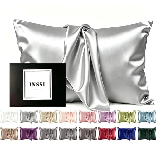 INSSL Silk Pillow Cases for Women, Mulberry Silk Pillowcase for Hair and Skin and Stay Comfortable and Breathable During Sleep (Gray, Queen,1 Pack)
