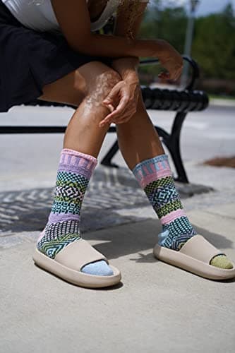 Solmate Socks - Mismatched Crew Socks for Women or Men, Lilac, Small