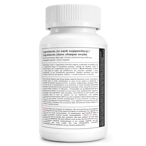 NutraBlast Boric Acid Vaginal Suppositories - 100% Pure Made in USA - Boric Life Intimate Health Support (30 Count)