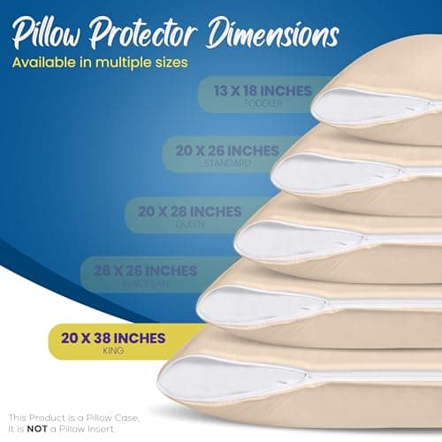 Utopia Bedding 4 Pack Waterproof Pillow Protectors with Zipper King Size (Beige), Bed Bug and Dust Mite Proof Pillow case Covers, Moisture Wicking Pillow Encasements 20 x 38 Inches