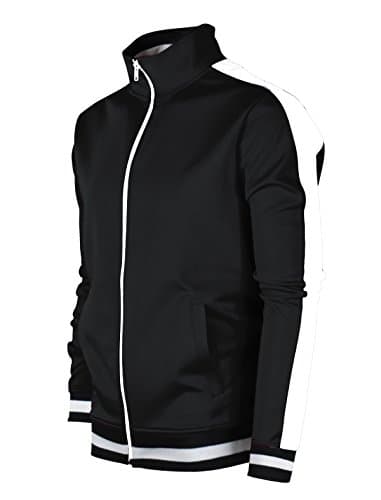 SCREENSHOT Mens Urban Hip Hop Premium Track Jacket - Slim Fit Side Taping Sportswear Urbanwear Streetwear Top, S51700-black, Medium