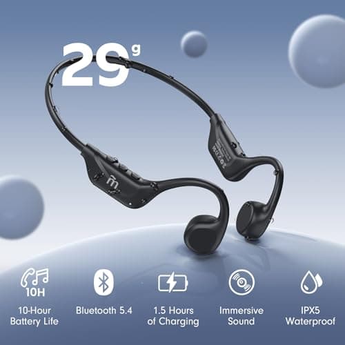 MRYTKY Bone Conduction Headphones,Open Ear Headphones Bluetooth5.4 with Mic,Wireless Headphones 10H Playtime, Waterproof Sport Headphone Suitable for Running,Cycling, Outdoor Sports Black