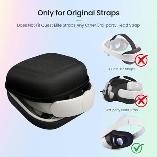 OPTOSLON Ultra-Compact Carrying Case for Meta Quest 3S/Quest 3/Quest 2, Travel-Friendly Slim Storage Bag for Original Cloth Strap, Lightweight VR Pouch Fits in Backpack, Shockproof Protection, Black