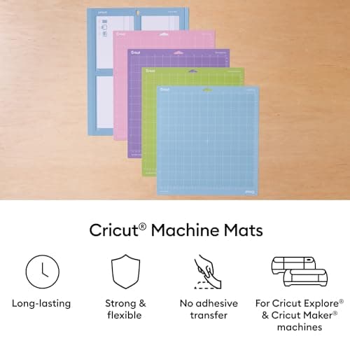 Cricut StandardGrip Machine Mats 12in x 12in, Reusable Cutting Mats for Crafts with Protective Film, Use with Cardstock, Iron On, Vinyl and More, Compatible with Cricut Explore & Maker (3 Count)