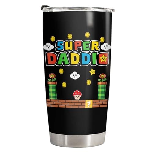 Father Day Gifts, Daddio Tumbler with Lid 20 oz Stainless Steel, Dad Coffee Mug, Gamer Dad Drinking Cup, Birthday Gifts for Father, Men, Husband
