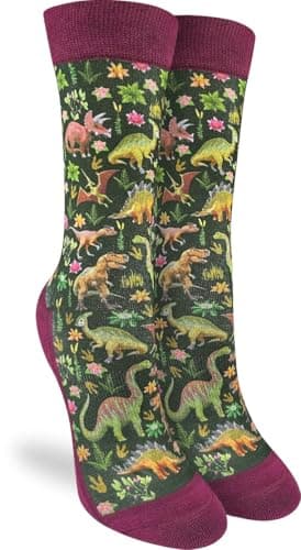 Good Luck Sock Women's Floral Dinosaurs Socks, Shoe Size 5-9