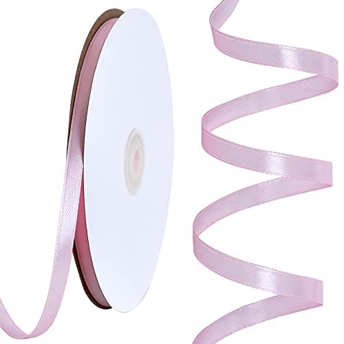 TONIFUL 1/4 Inch x 100yds Baby Pink Satin Ribbon,Valentine's Day Ribbon Thin Solid Color Satin Ribbon for Gift Wrapping, Crafts, Hair Bows Making, Wedding Party Decoration, Invitation Cards, Floral Bouquets