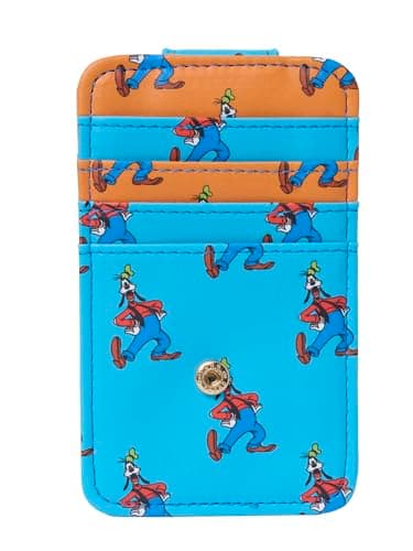 Disney Goofy Card Holder Women Blue Orange Slim Wallet