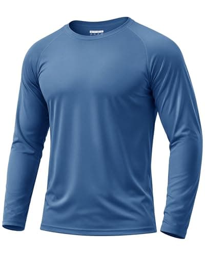 Boladeci Mens Swim Shirts Rash Guard Long Sleeve UPF 50+ UV Protection Clothing SPF Sun Shirts Block Sun-Screen T-Shirts Tops for Men Hiking Water Fishing Blue Grey