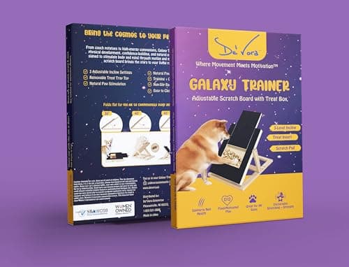 Dog Nail Scratch Board - with Treat Draw- Dog Scratch Pad for Nails – Durable Wooden Nail Filing Board with Treat Drawer (All Breeds, Adjustable)
