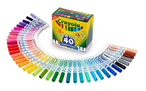 Crayola Ultra Clean Washable Markers (40ct), Teacher School Supplies for Kids, Broad Line Colored Markers, Art Marker Set, Ages 3+