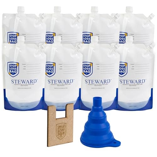 StopLossBags 8 Reusable Paint Storage Bags – Airtight Paint Saver Pouches with Funnel & Clip for Easy Pouring, Mixing & Dispensing – Durable Solution for DIY & Pro Painters. 8-Pack, 1 Liter Each