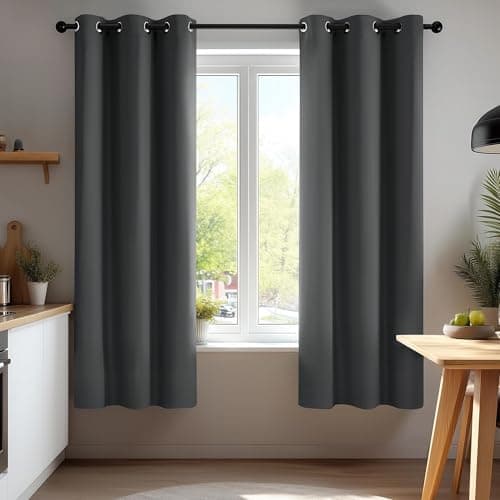 Deconovo Blackout Curtains 2 Panels – 63 Inches Long Thermal Insulated, Soundproof, Energy-Saving, OEKO-TEX Certified, Noise-Reducing Drapes for Bedroom & Living Room Curtains – 42x63 Inch, Dark Grey